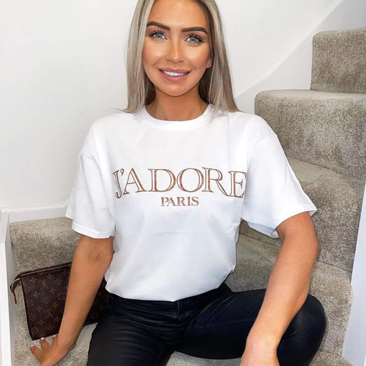 Ladies Oversized J’ Adore Paris Short Sleeves T Shirt Top